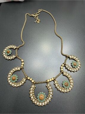 Lucky Brand Gold and Turquoise Statement Necklace
